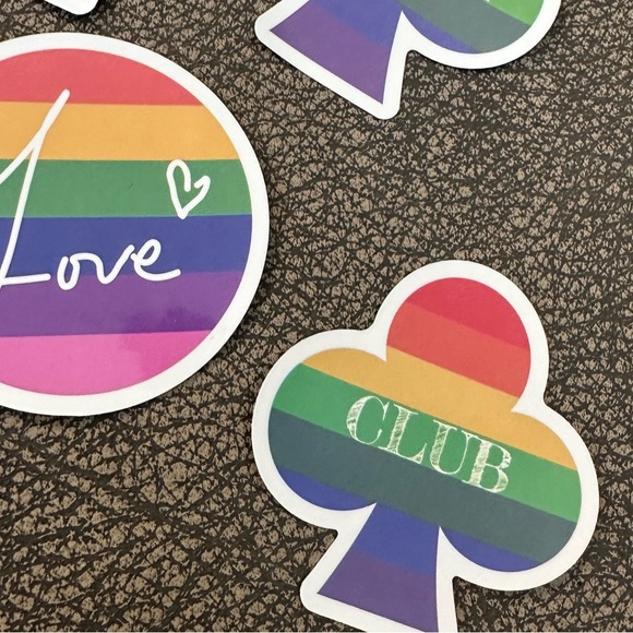 NEW NWOT Set of 6 rainbow stickers - card deck suits and good vibes - Picture 4 of 6